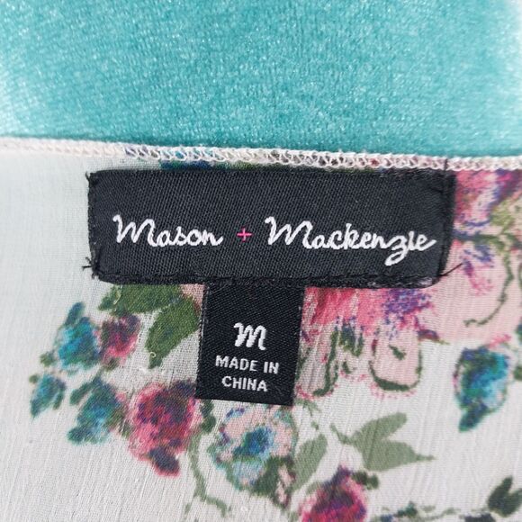 Mason + MacKenzie Pink Floral Open Cardigan Womens Size Medium Dolman Sleeves - Picture 7 of 11